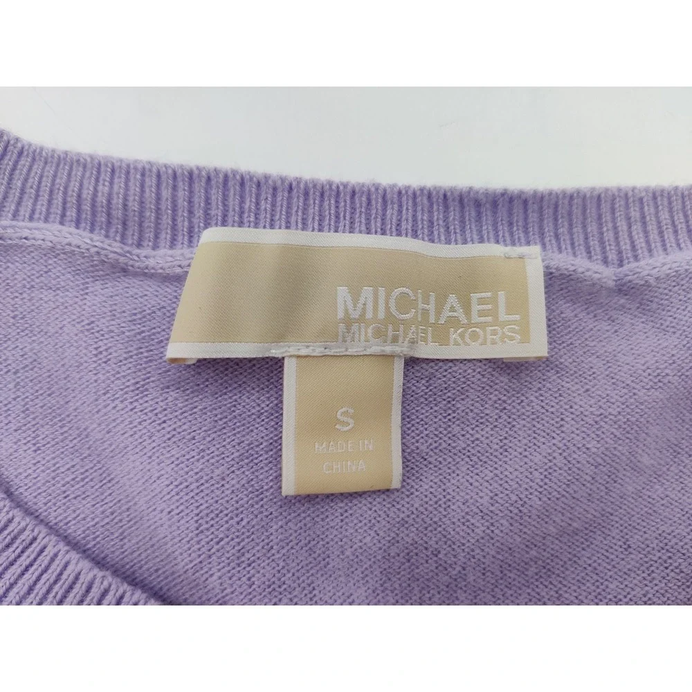 Michael Kors Lavender Purple Cold Shoulder Ruffle Sweater Small Cotton Blend Top